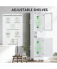 sumyeg Tall Bathroom Floor Storage Cabinet with 2 Doors and 1 Drawer