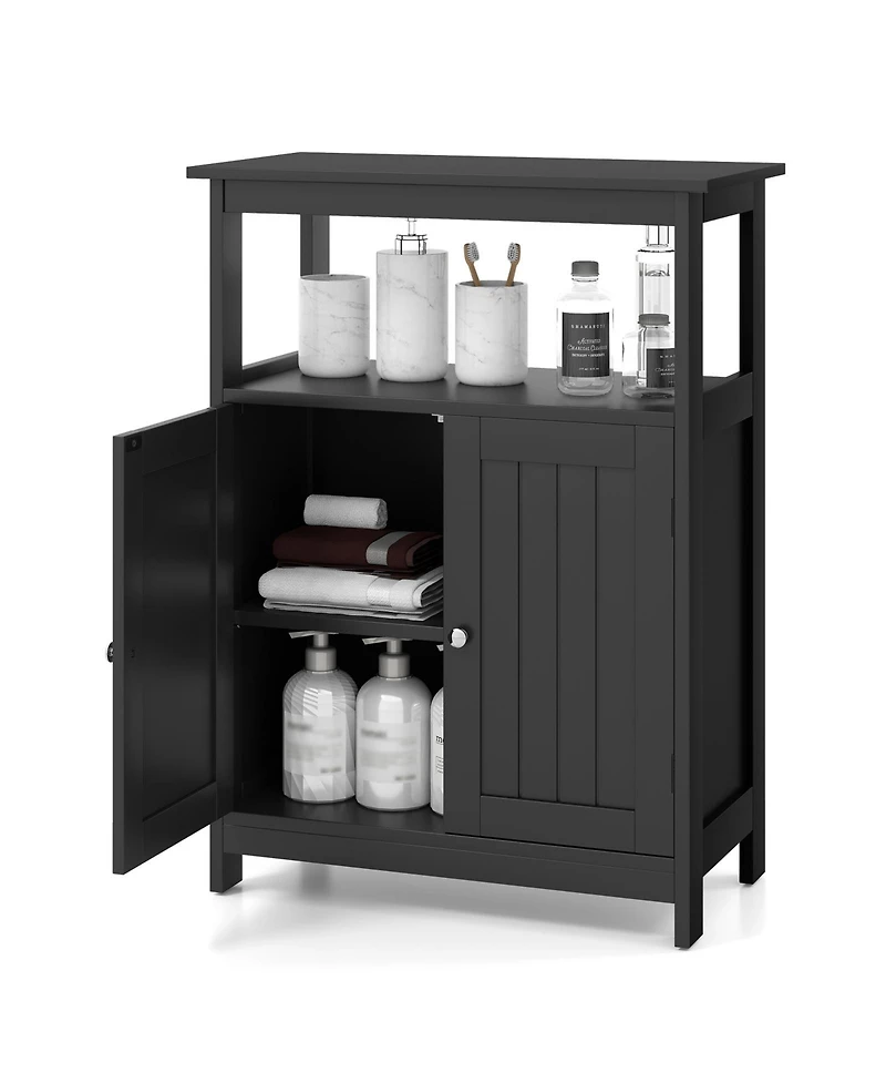 sumyeg Bathroom Floor Storage Cabinet with Open Compartment Freestanding Organizer