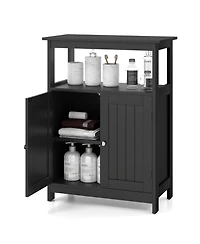 sumyeg Bathroom Floor Storage Cabinet with Open Compartment Freestanding Organizer