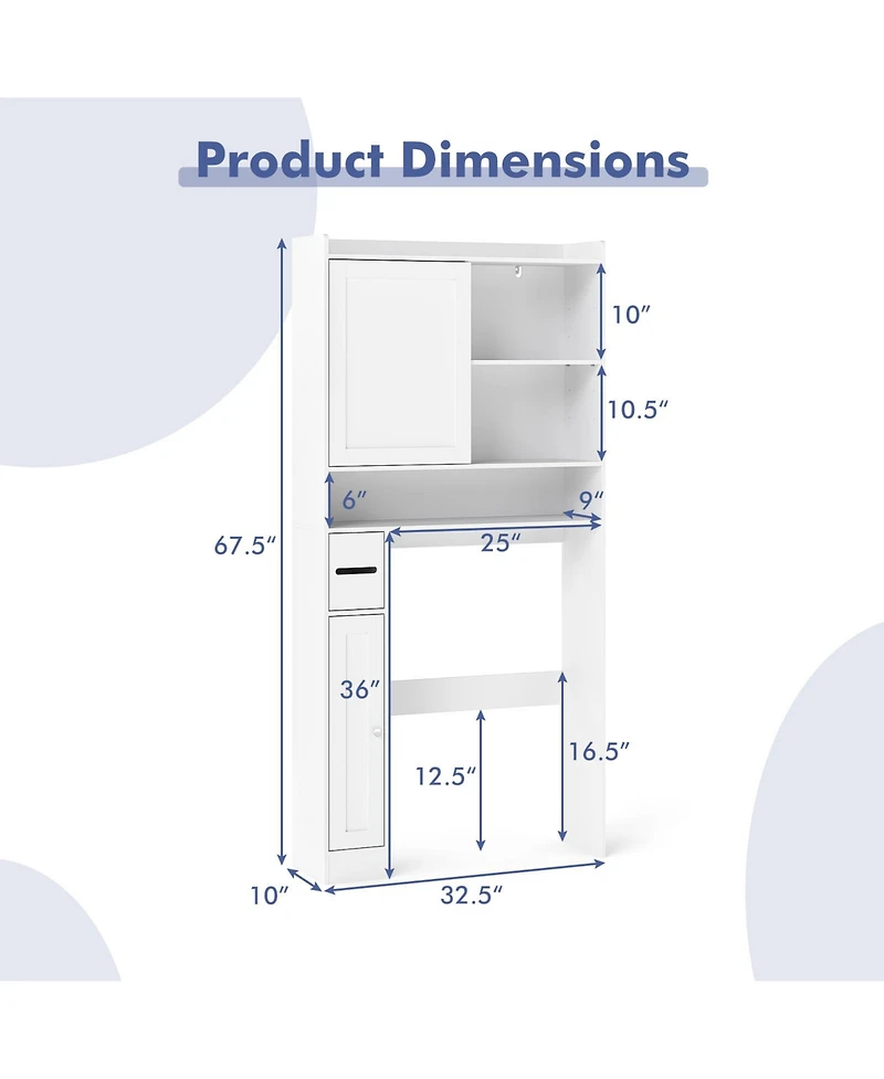 sumyeg Over The bath fixture Standing Storage Cabinet with Sliding Door Organizer