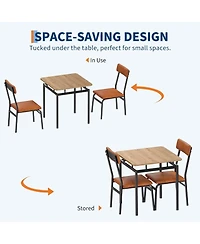 gaomon 3-Piece Dining Table Set with 2 Pu Upholstered Chairs, Wooden Top and Metal Frame for Kitchen and Dining Room