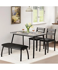 gaomon 4-Piece Farmhouse Dining Set with 2 Chairs and Bench for Small Spaces
