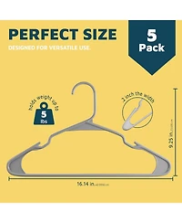 Lifemaster Heavy-duty plastic hangers with non-slip grooves design, hold up to 5 lbs-ideal for clothes, dresses and coats pack of 5