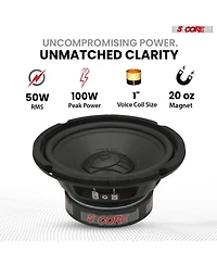 5 Core 6.5 Inch Woofer Pair 100W Car Subwoofer 4Ohm Replacement Deep Sub w Poly Cone