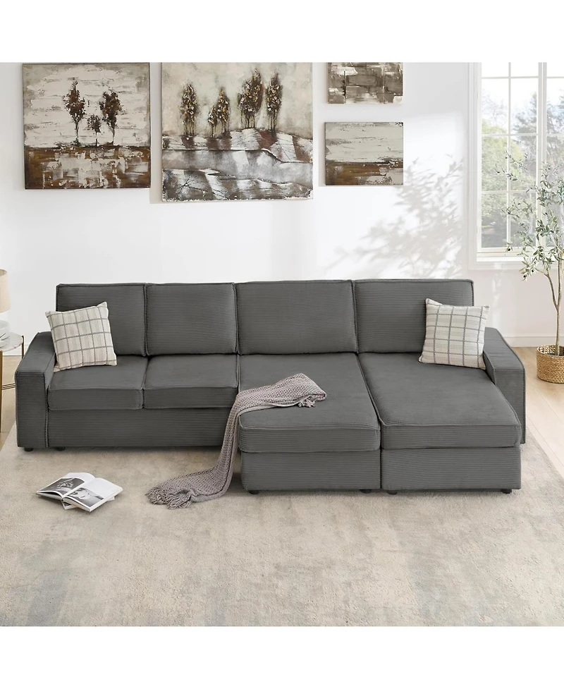 gaomon Oversized Modular Sectional Sofa with Triple Chaise, Convertible Deep Seat Sleeper Couch with Wide Armrests and Plush Backrest