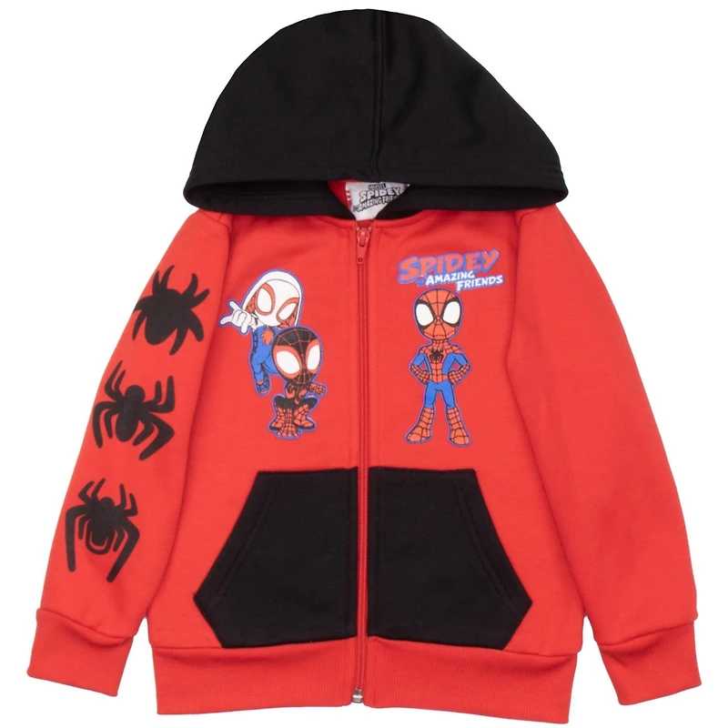 Spider-Man Little Boys 2-Piece Fleece Long Sleeve Zip-Up Hoodie and Jogger Pants Set
