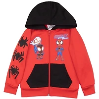 Spider-Man Little Boys 2-Piece Fleece Long Sleeve Zip-Up Hoodie and Jogger Pants Set
