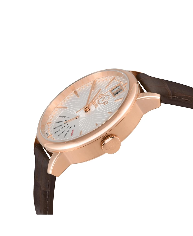 GV2 by Gevril Men's Rovescio Swiss Quartz Leather Strap Watch