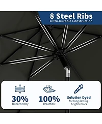 Xo 9 Ft Patio Umbrella with Tilt and Crank, Outdoor Market Table Umbrella with 8 Sturdy Ribs, Uv Resistant Deck Umbrella