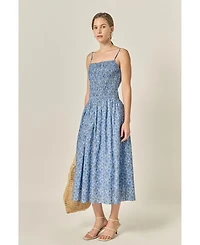 English Factory Women's Checked Smocked Midi Dress
