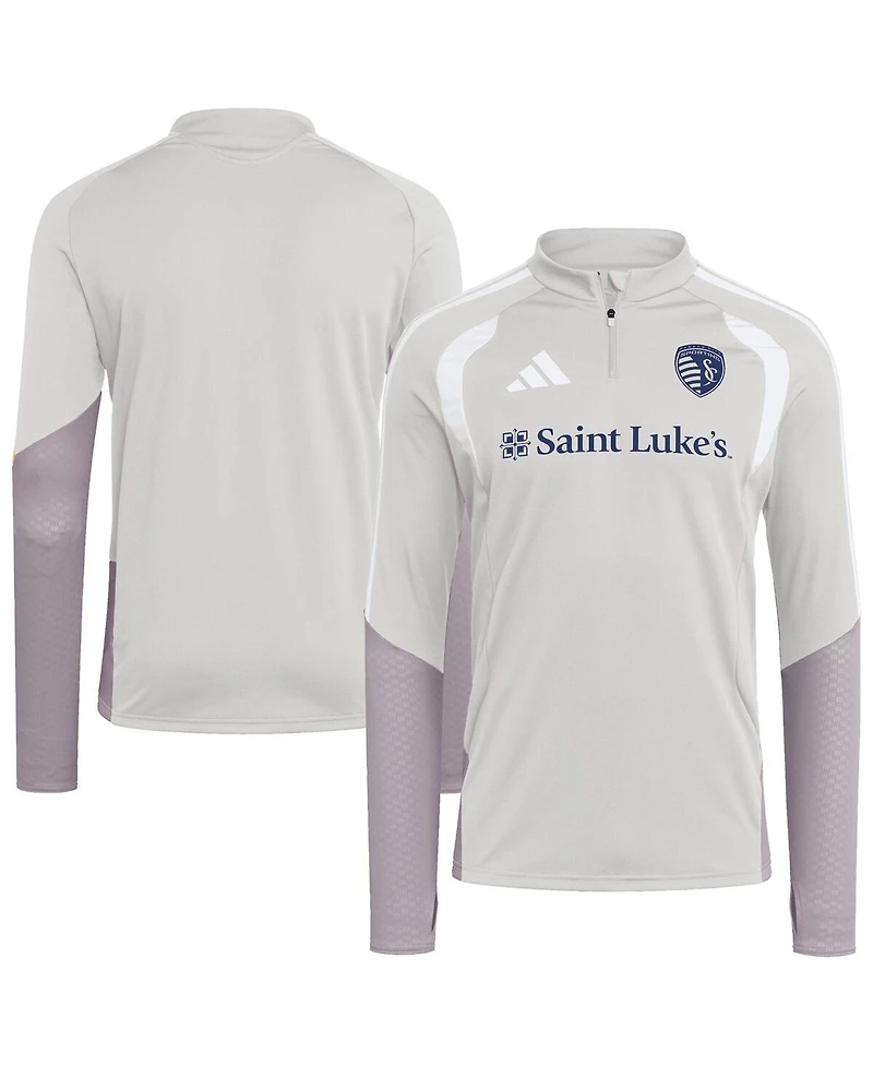 Adidas Men's Silver Sporting Kansas City 2026 Tiro Competition Quarter-Zip Training Sweatshirt