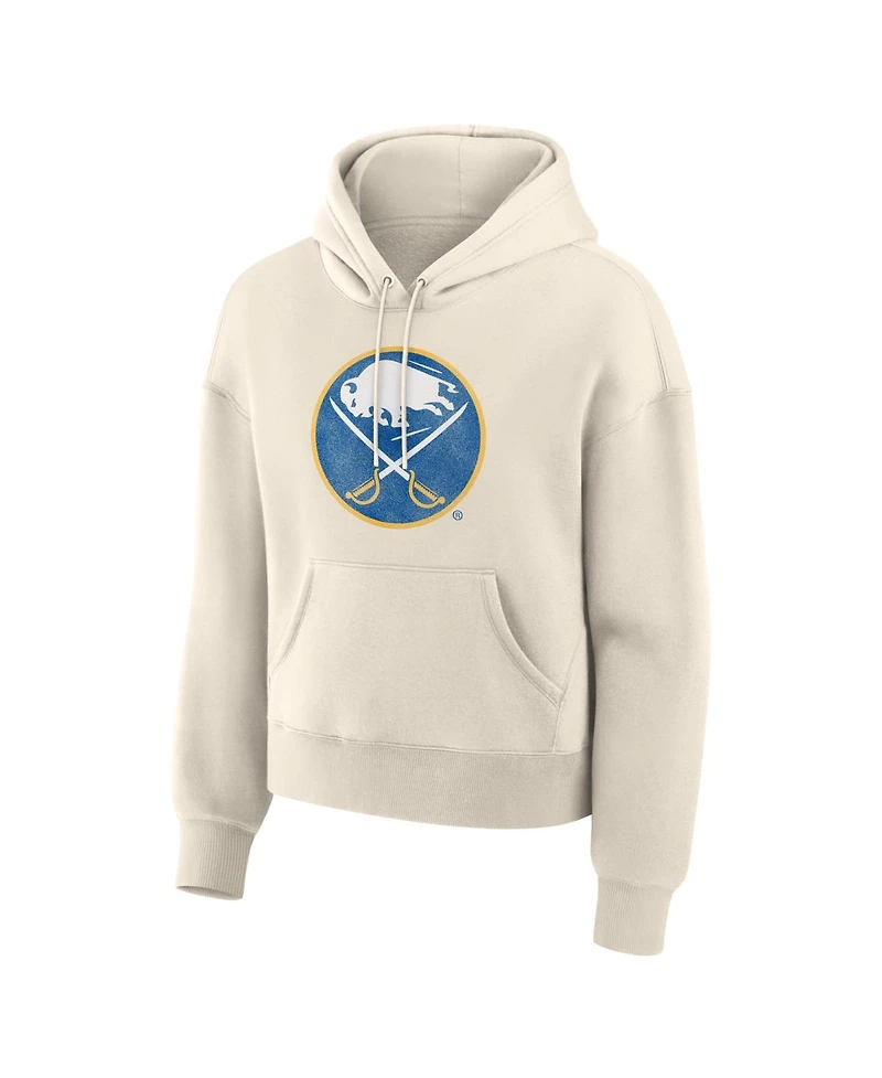 Fanatics Women's Cream Buffalo Sabres Distressed Logo Hoodie