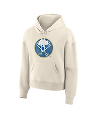 Fanatics Women's Cream Buffalo Sabres Distressed Logo Hoodie