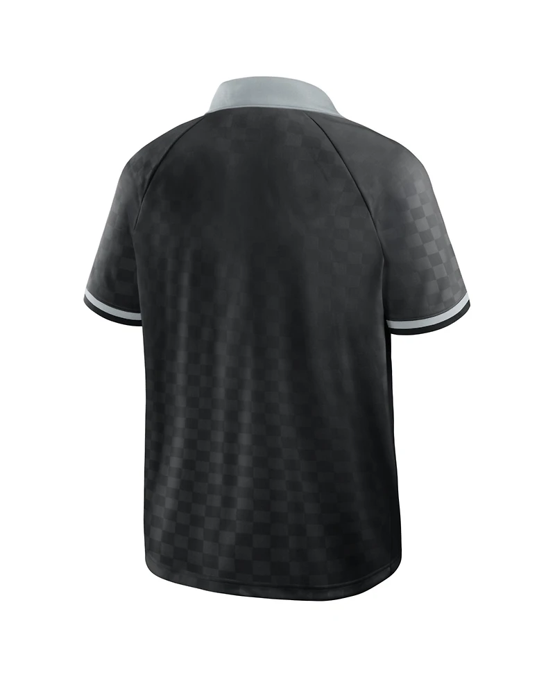 Fanatics Men's Black/Gray Las Vegas Raiders Homerun Raglan V-Neck Polo Shirt