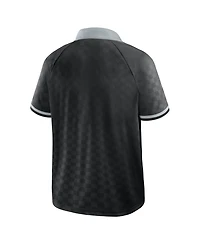 Fanatics Men's Black/Gray Las Vegas Raiders Homerun Raglan V-Neck Polo Shirt