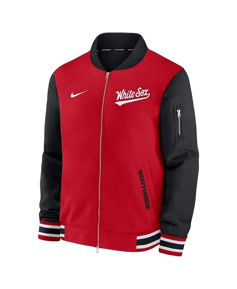 Nike Men's Red Chicago White Sox Authentic Collection City Connect Relaxed Full-Zip Bomber Jacket