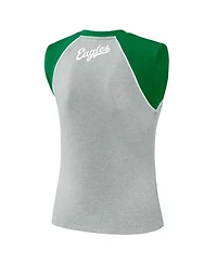 Wear by Erin Andrews Women's Gray Philadelphia Eagles Cropped Raglan Tank Top