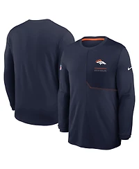 Nike Men's Navy Denver Broncos Sideline Coaches Uv Dri-fit Long Sleeve T-Shirt