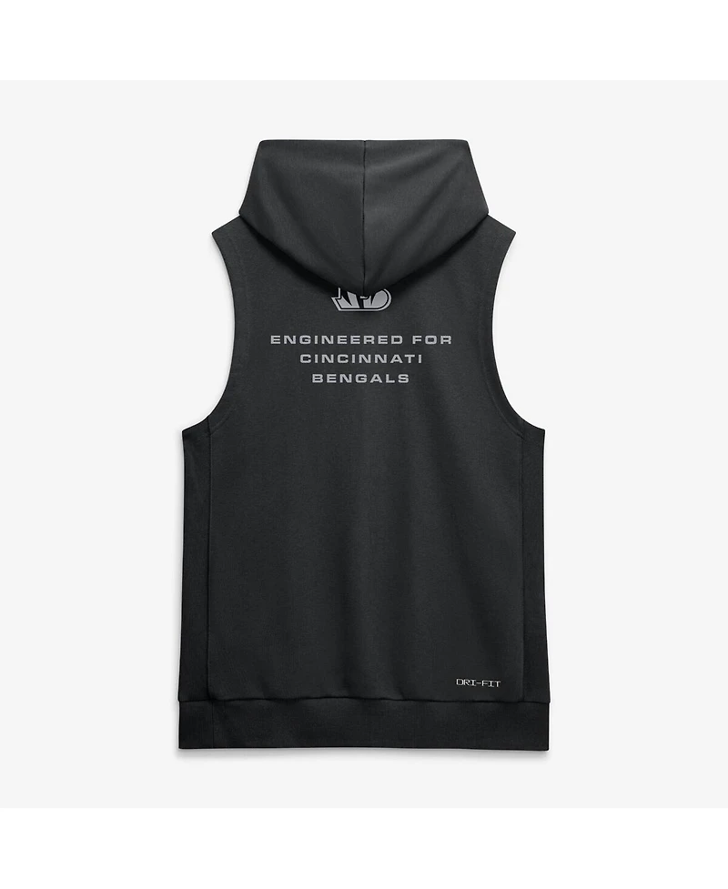 Nike Men's Black Cincinnati Bengals Sideline Standard Issue Dri-fit Sleeveless Hoodie
