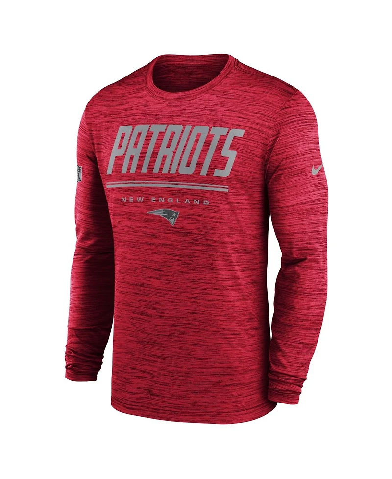 Nike Men's Red New England Patriots Sideline Offensive Transition Velocity Dri-fit Long Sleeve T-Shirt
