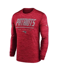 Nike Men's Red New England Patriots Sideline Offensive Transition Velocity Dri-fit Long Sleeve T-Shirt