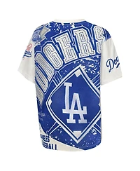 Outerstuff Big Boys and Girls Cream Los Angeles Dodgers League Top Player Bold All-Over-Print T-Shirt