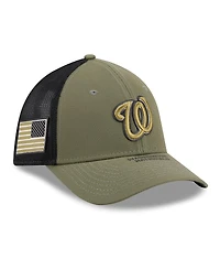 New Era Men's Olive Washington Nationals 2026 Armed Forces Day 39THIRTY M-Crown Trucker Flex Hat