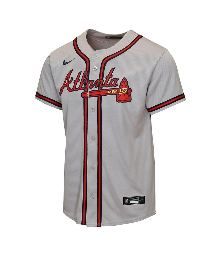 Nike Big Boys and Girls Gray Atlanta Braves Road Replica Jersey