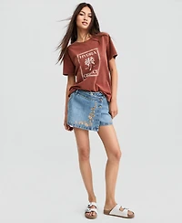 And Now This Women's Embroidered Denim Mini Skort, Macy's Exclusive
