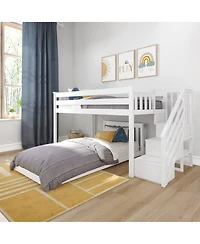 Max & Lily Twin-Size Low Loft With Stairs, with Classic Twin Floor Bed