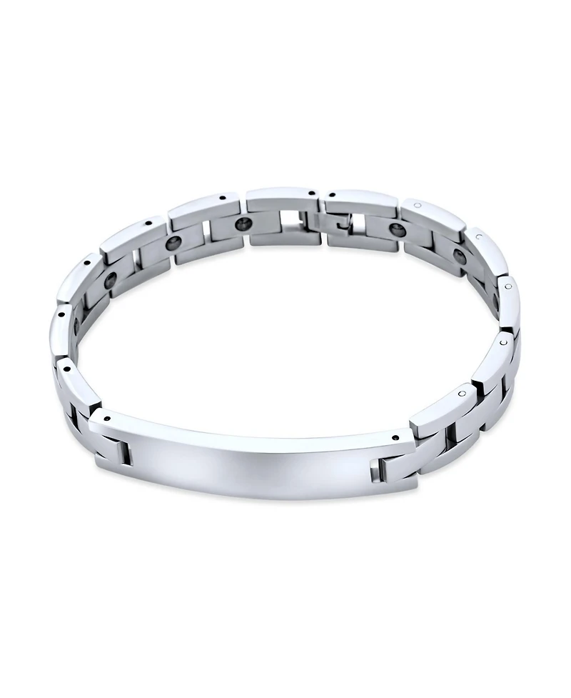 Bling Jewelry Men's Identification Id Bracelet Name Tag Stainless Steel 8.5 Inch