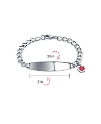 Bling Jewelry Lightweight Medical Identification Blank Medical Id Curb Link Bracelet Stainless Steel 7.5 Inch
