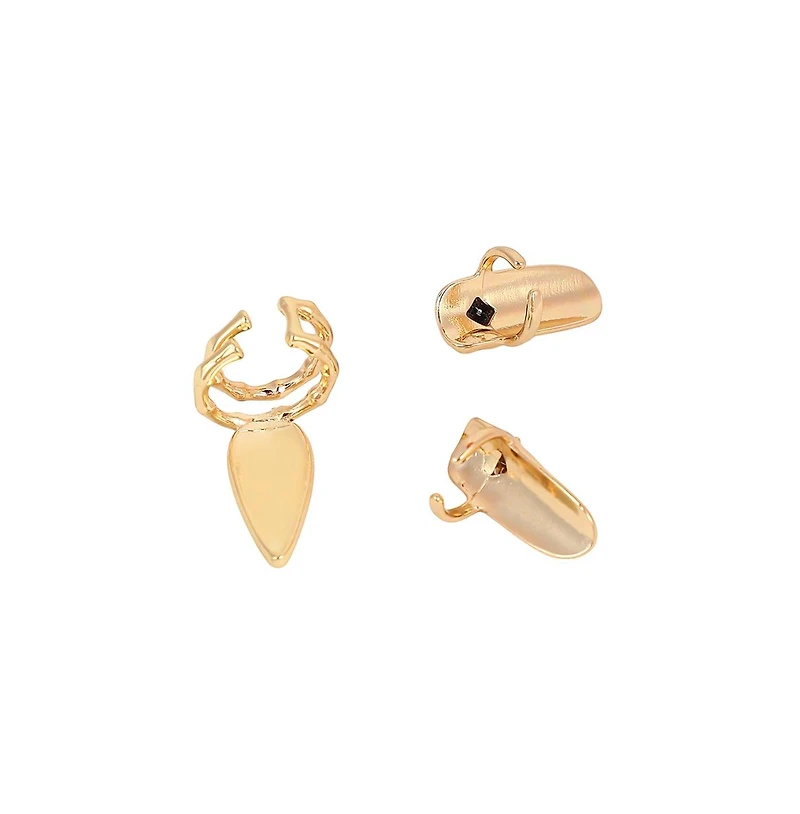 Sohi Women's The Bijou Checks Nail Rings Set Of 3