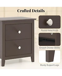 Gymax 2-Pieces Modern Nightstand with Storage 2 Drawers and Support Legs for Bedroom
