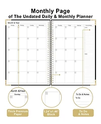 Gnuadz Undated Daily Monthly Planner Spiral Bound Hardcover