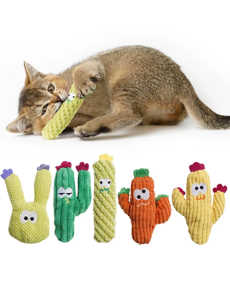 Aronkl 5 Pack Cat Toys Interactive Plush 100% Catnip Safe Durable For Indoor Cats Kittens Teething Play