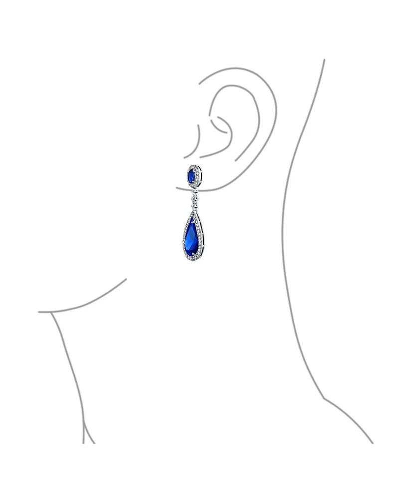 Bling Jewelry Cubic Zirconia Cz Teardrop Chandelier Screw Clip On Earrings Silver Plated
