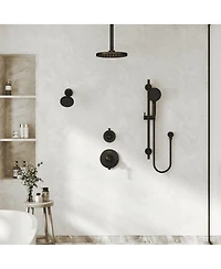 Casainc Dual Heads 3-Function Rainfall Shower System with 3-Mode Handheld and Adjustable Slide Bar