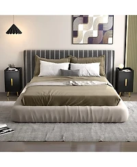 Gymax 2-Pieces Nightstand with Charging Station Home Bedside Sofa Side Tables with 2 Drawers