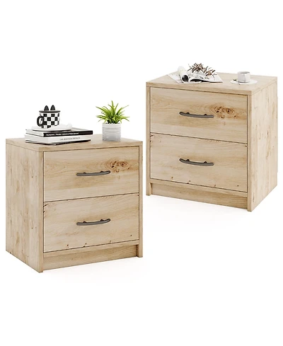 Gymax 2 - Pieces 2-Drawer Nightstand Modern Bedside Table with Storage for Living Room Bedroom