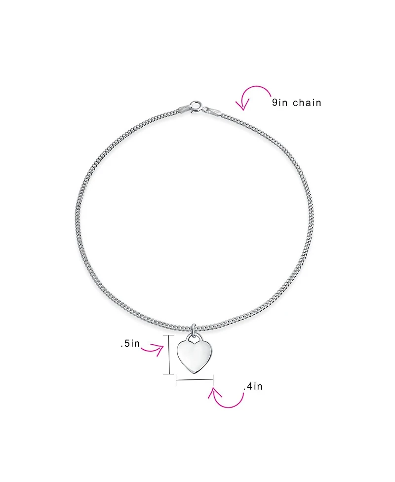 Bling Jewelry Dangling Heart Charm Anklet Ankle Bracelet Sterling Silver
