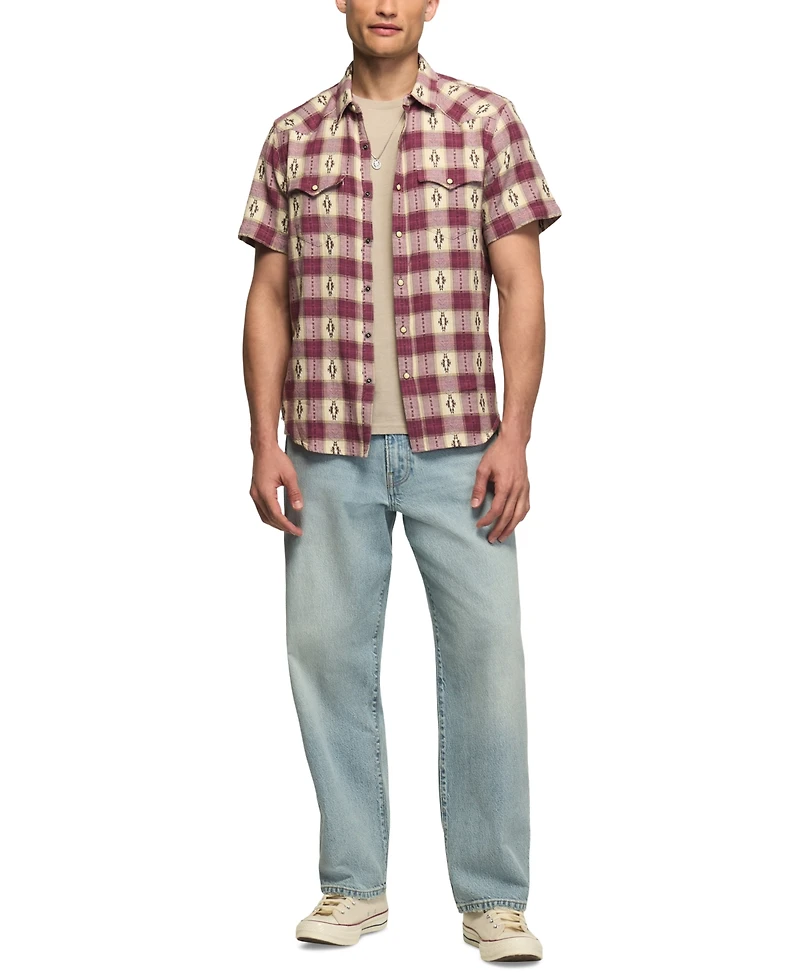 Lucky Brand Men's Mesa Wester Jacquard Short-Sleeve Shirt