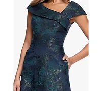 Xscape Women's Square Neck Brocade Asymmetrical Ball Gown