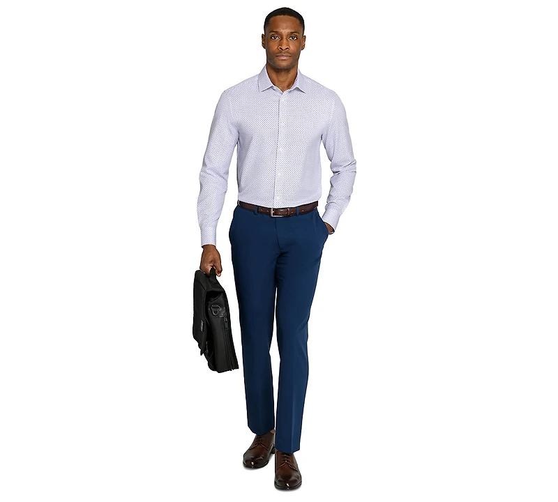 ConStruct Men's Spread Collar Slim-Fit Performance Stretch Dress Shirt