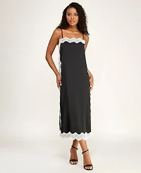 Seni & Cade Juniors' Sleeveless Straight Neck Slip Dress