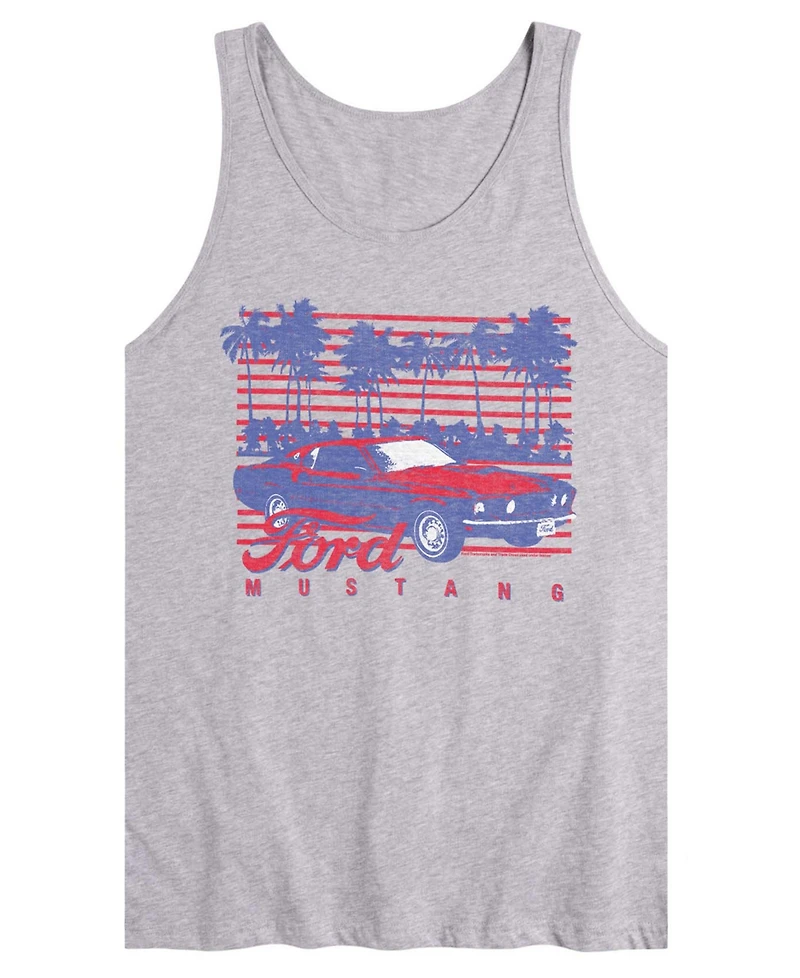 Airwaves Men's Ford Mustang Palm Trees Sleeveless Graphic Tank T-Shirts