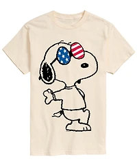 Airwaves Men's Peanuts Usa Snoopy Glasses Short-Sleeve Graphic T-Shirt