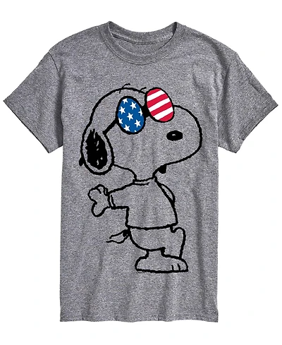 Airwaves Men's Peanuts Usa Snoopy Glasses Short-Sleeve Graphic T-Shirt