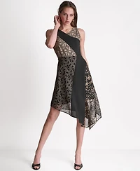 Bcbg Women's Printed Faux Wrap Sleeveless Dress