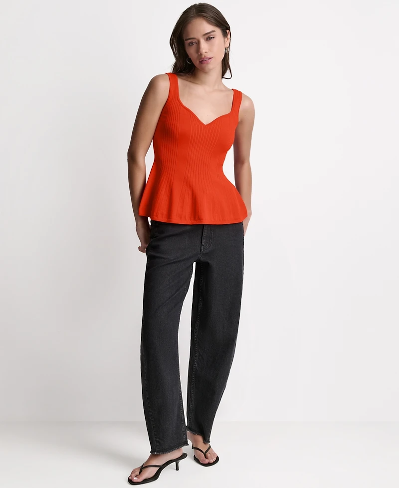 Bcbg Women's Peplum Rib Sleeveless Tank Top